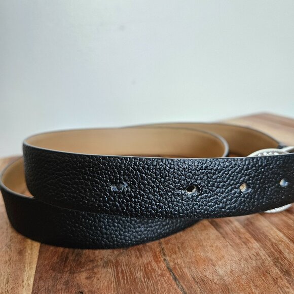 Michael Kors 1 INCH Leather Crystal Logo Belt Circle MK Signature Logo Size XL - Picture 4 of 6